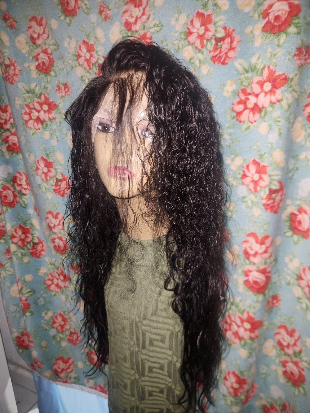 Natural Long Curly Lace Front Wig - Human Hair